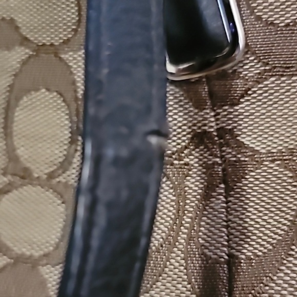 SOLD Coach Shoulder Bag Brown and Tan Signature Leather and Canvas Monogram - Picture 12 of 12